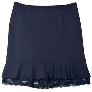 Laundry By Shelli Segal Skirt Womens Ruffled Hem Lace Sz 10 Black Hollywood Chic